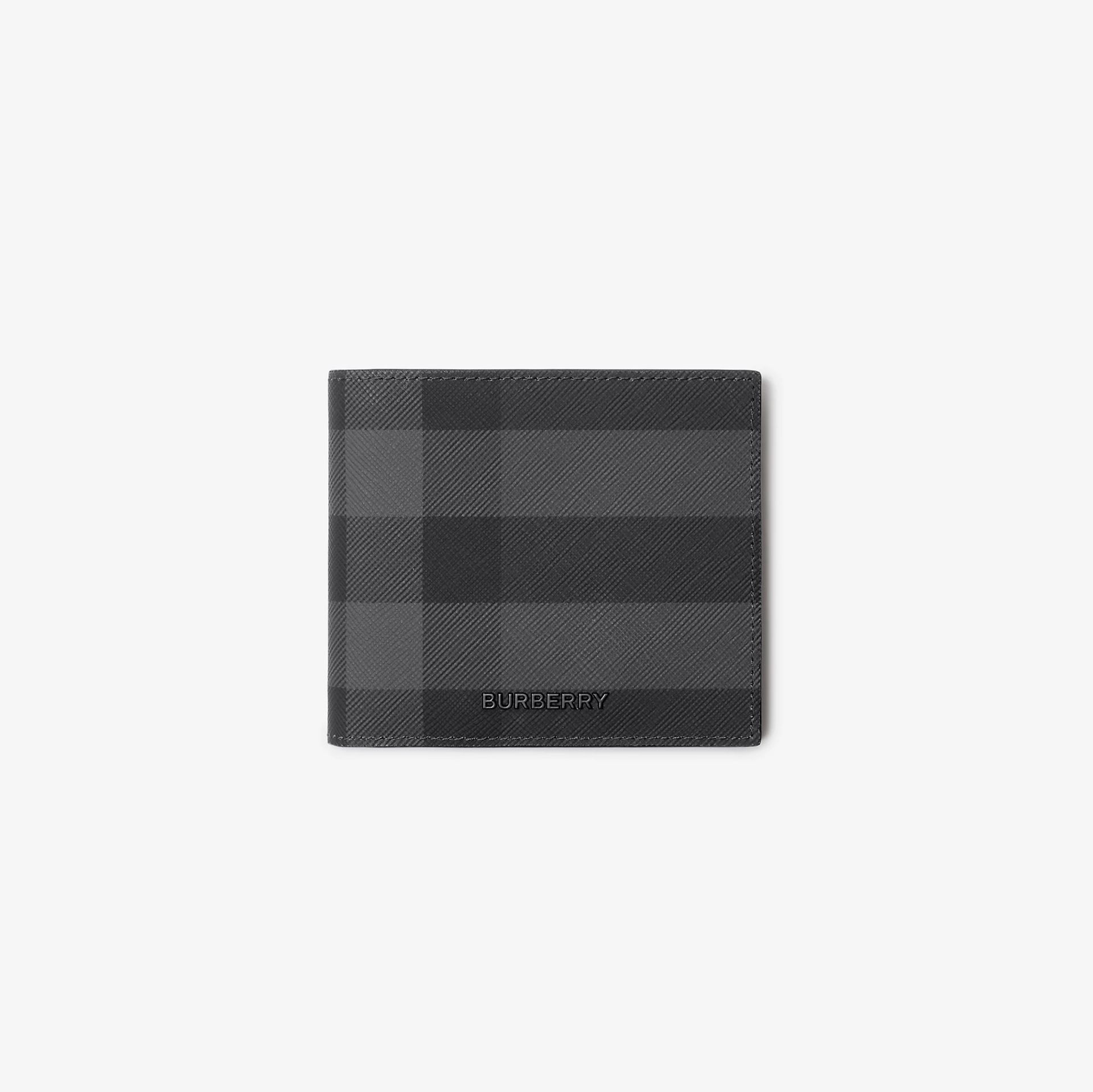 $350 CASH, PICK UP ONLY IRVINE - Burberry Charcoal Check Slim Bifold Wallet – Excellent Condition
