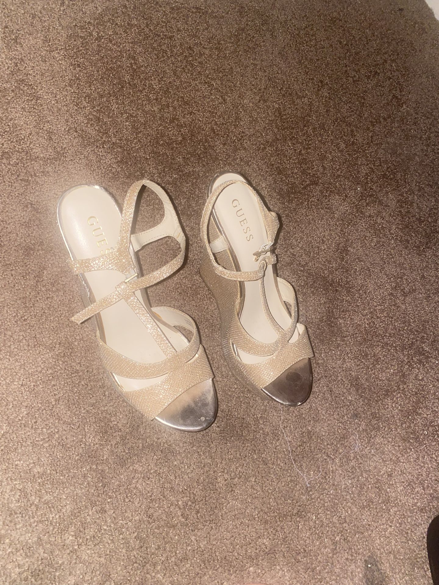 Guess Gold Glitter wedge Platform Sandals