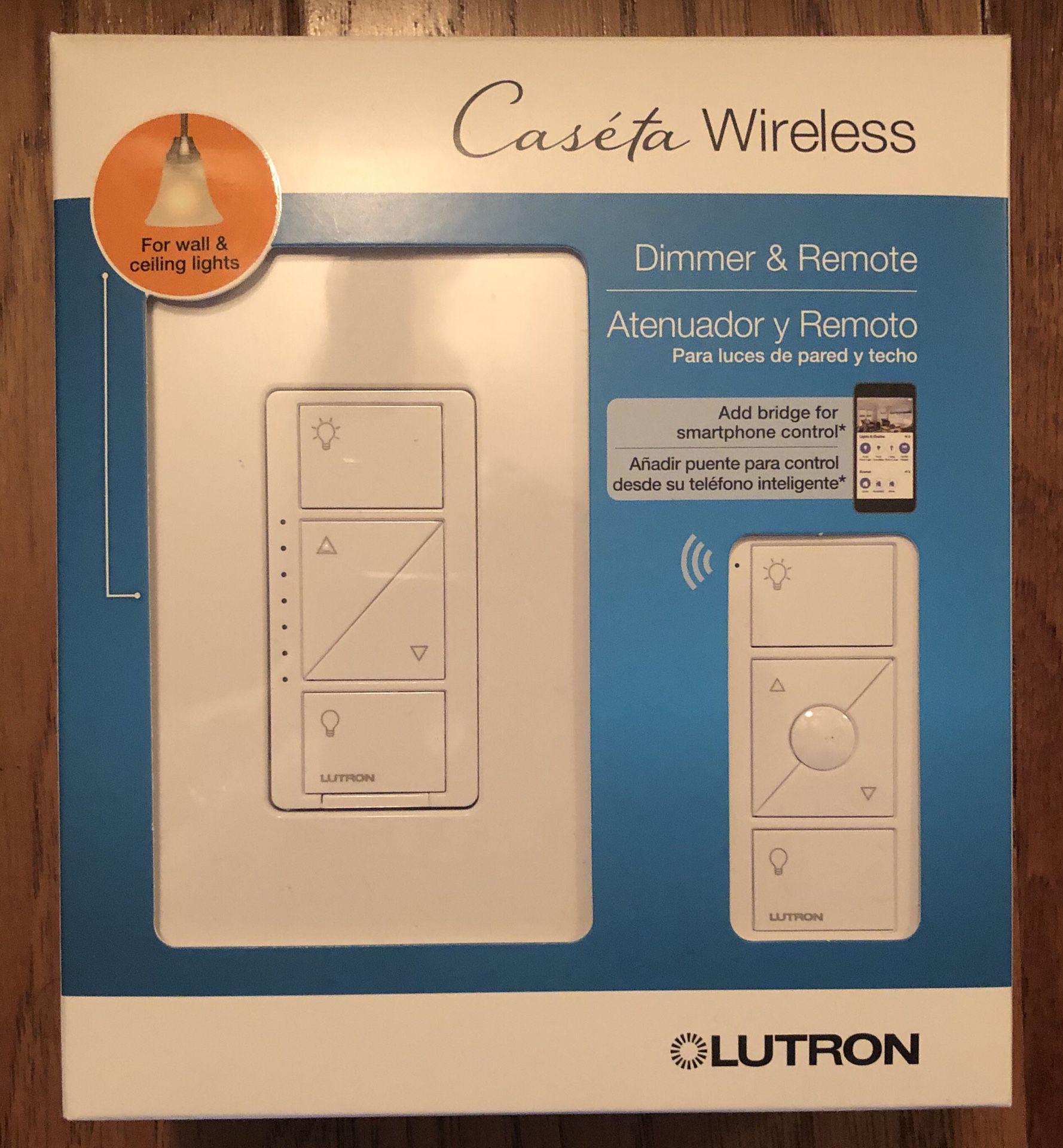 Lutron Caseta Wireless Dimmer & Remote For Wall And Ceiling Lights.