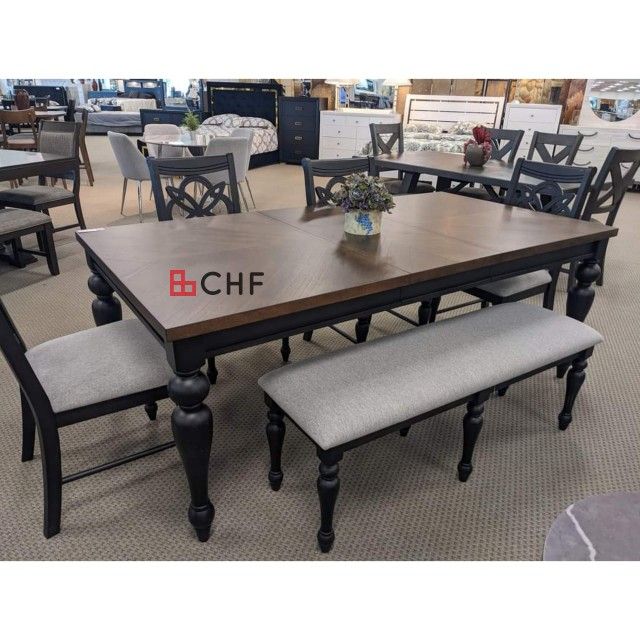 6 Pc Solid Wood Dining Table Set