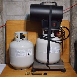 quiet/noiseless portable fan forced-air propane gas space heater variable btu lp heat heating