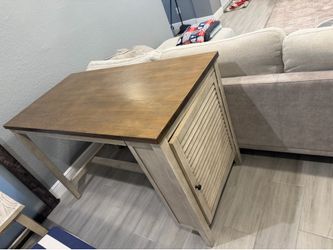 High top real wood table with wine cabinet