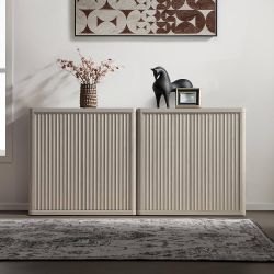 Set of 2, Buffet Cabinet with Storage Sideboard Accent Modern Credenza with Doors & Shelves Fluted 34.6" Tall Media Console Mid Century Coffee Bar Tab
