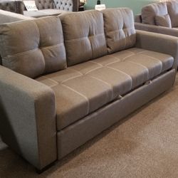 Brand New 84" x 57" Gray Linen Or Black Faux Leather Sofa Bed