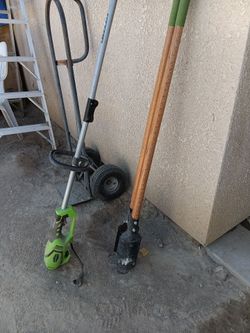 Weed eater and fence pole use
