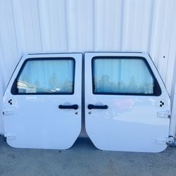 Jeep Wrangler JKU Front Doors White Manual Crank Windows 2012 Through 2018