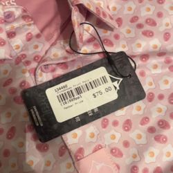 Pins & Aces Pink Fried Egg Bacon Print Polo New with Tags never worn.