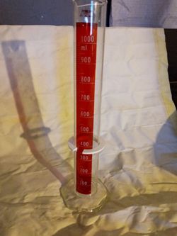 Corning Pyrex Glass 1000mL. Graduated Cylinder 3042 Lifetime Red