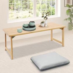 ❤️🔥 31.5 in. x 15.7 in. Bamboo Rectangle Wood Coffee Table Foldable Coffee Table$40