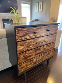 Refinished Mid-Century Modern Dresser | Black & Walnut Finish