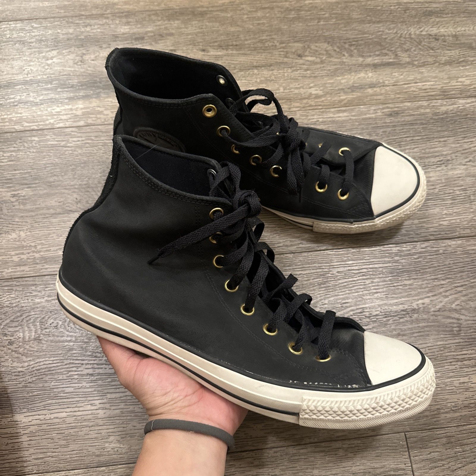 Converse Men Shoes 12 Black Leather Chuck Taylor All Star High Top