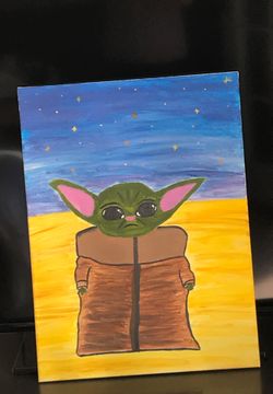 Baby yoda painted canvas