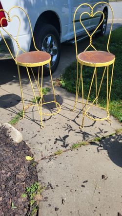 2 Antique Wrought-iron Barstools 