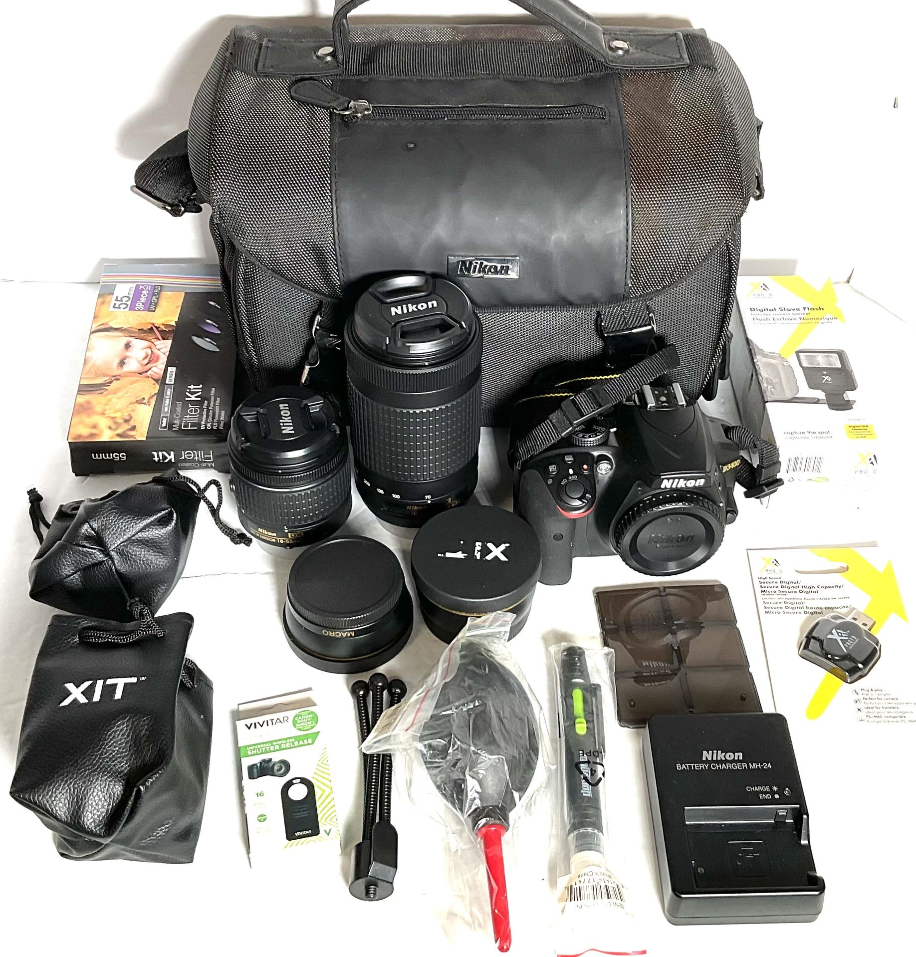 Nikon D3400 N1510 With 4 Lenses Bag & More Complete Set