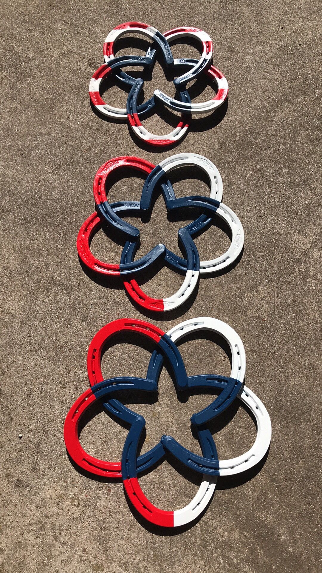 Horseshoe art, Texas star, or blue star with red and white stripes