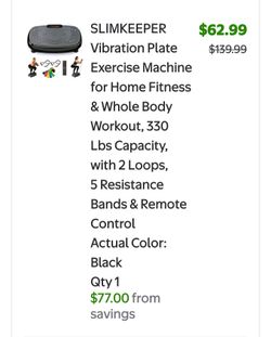 Vibration Plate Exercise Machine for Home Fitness & Whole Body Workout, 330 Lbs Capacity, with 2 Loops, 5 Resistance Bands & Remote Control