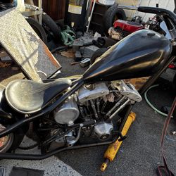 Chopper Frame & Tires & Wheels Tank Oil Bag 280 Rear Tire With Fender & Some Other Parts No Motor.