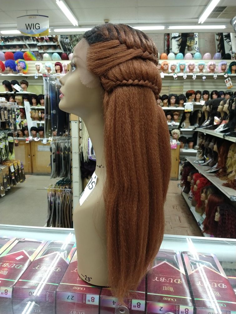 OP. Braided kinky hair lace front wig