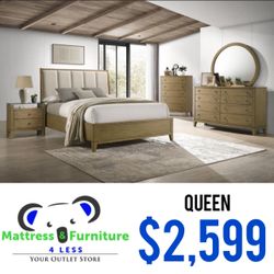 Granada 5-Piece Queen Bedroom Set Natural Pine
