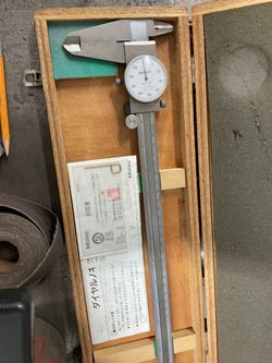 Vintage Mitutoyo 12" Precision Dial Caliper with Original Wooden Case - Made in Japan
