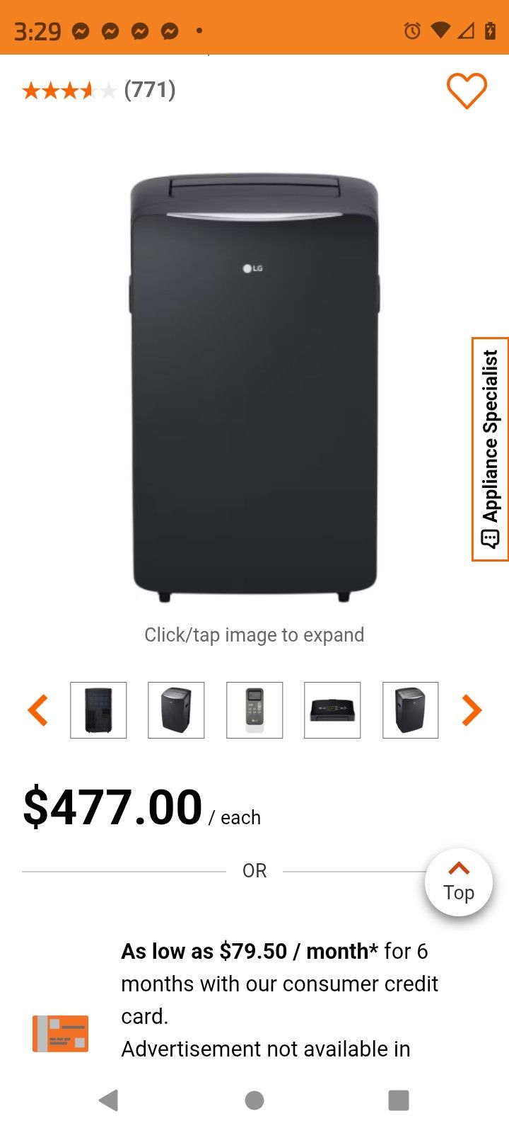 LG Stand Up Air Conditioner/Dehumidifier (12000btu)