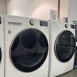 LG Ultra Large Capacity Front Load Washer & Gas Dryer In White 