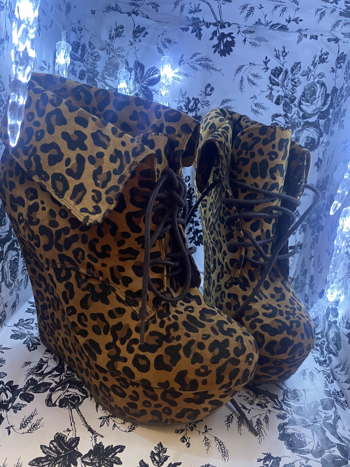 Cheetah Wedge Boots