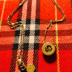 NEW AUTHENTIC MICHAEL KORS BRILLIANCE GOLD MK PENDANT NECKLACE WOMENS MKJ