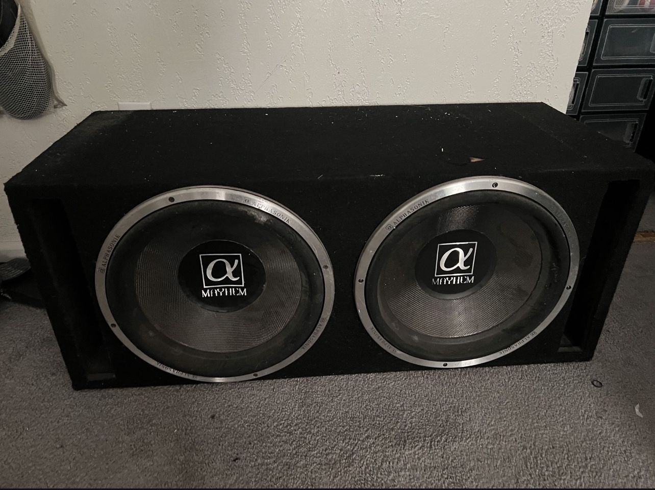 2 15 Inch 10,000 Watts AlphaSonik Mayhem Subs In A Ported Box