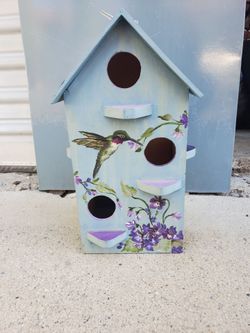 Decorative Wooden Bird House Tabletop / Hanging Garden Decor