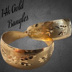 14k Gold bangle earrings
