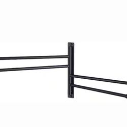15 in. Wall Mount Bathroom Swivel Towel Bar with 4-Arm in Matte Black