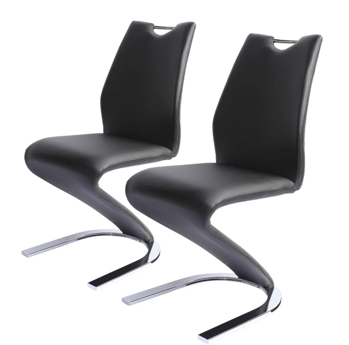 SET OF 2 Appoline 36.6” H Modern Faux Leather ‘Z’ Leg Dining Chairs - brand new