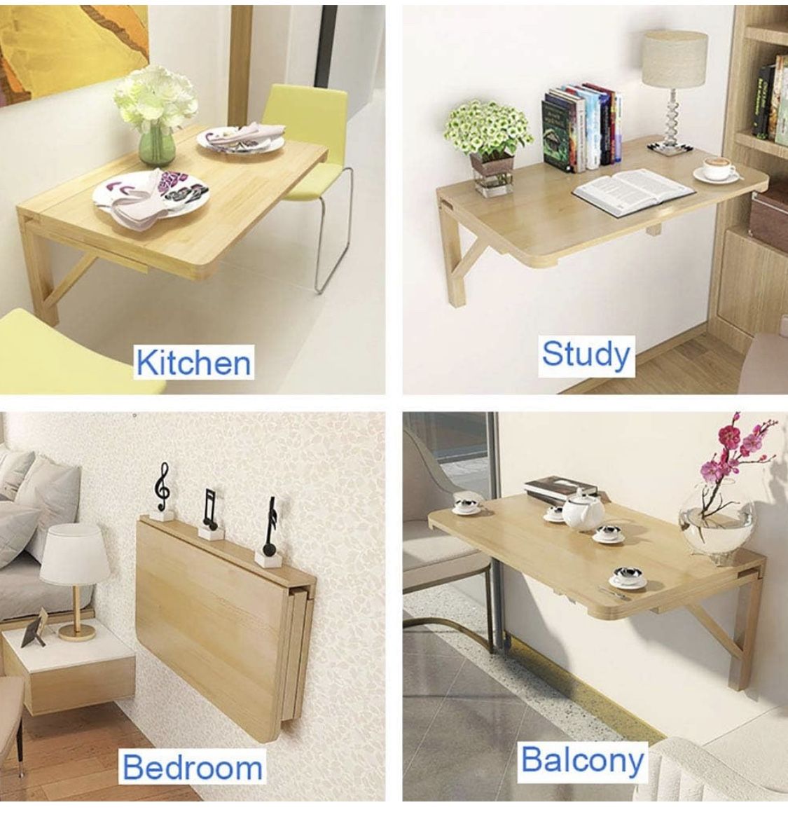 MM MELISEN Wall Mounted Folding Table for Laundry Room, Wall Mounted Fold Down Desk for Small Saving Spaces, Kids Floating Desk for Dining, Room, Stud