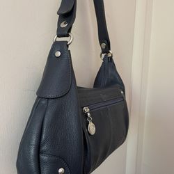 Navy Genuine Leather Hexagona Purse
