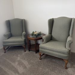 Antique Set Of Wingback Chairs (green)