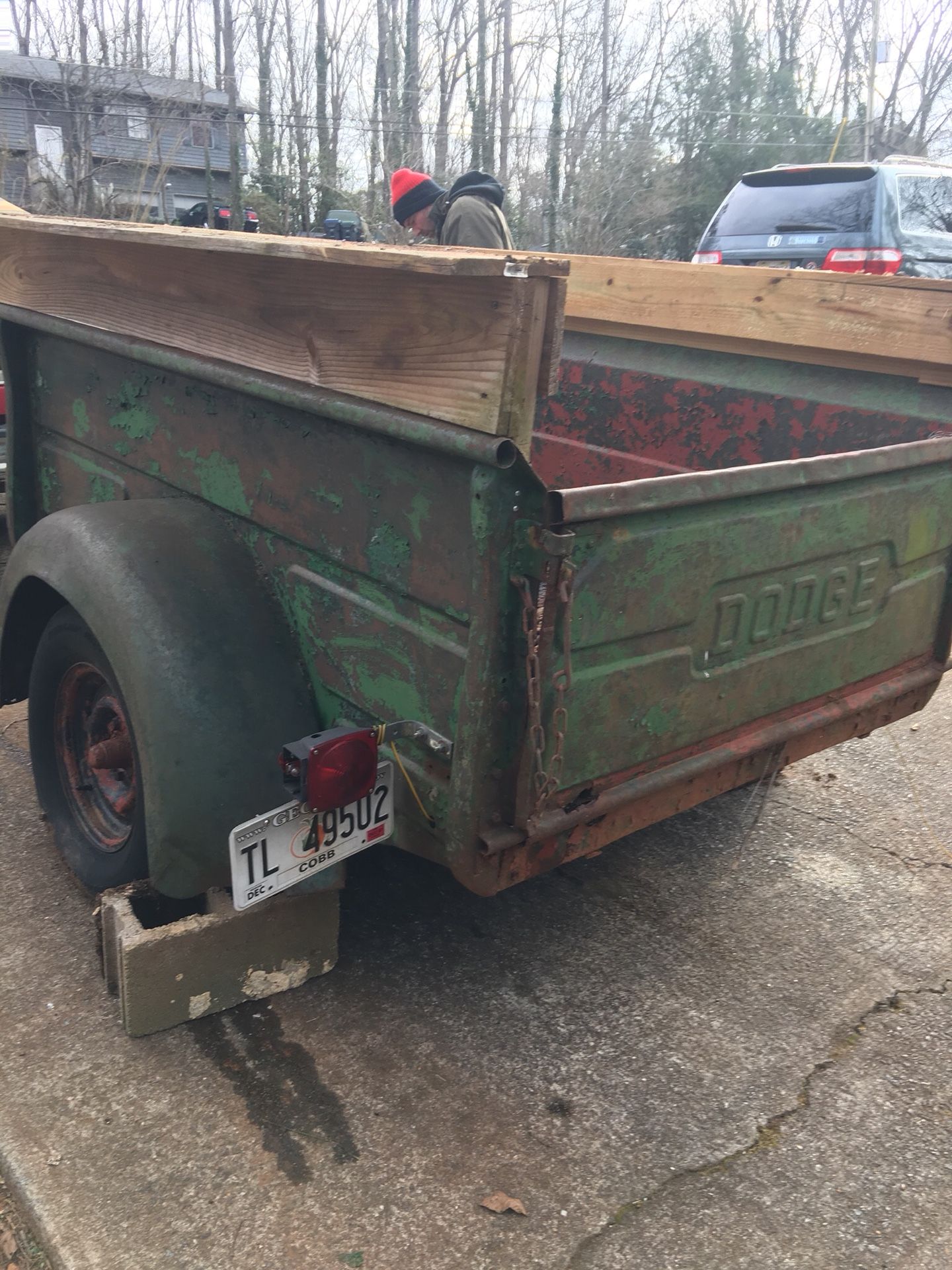1950’s Dodge truck bed made to be a trailer. $225.00 or BO