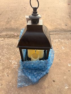 Dark Bronze Hanging Lantern with Flameless Candles