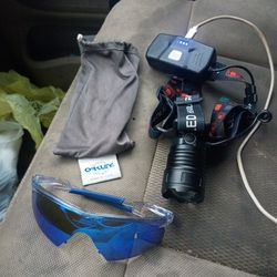 brand new Oakley sunglasses and led headlamp