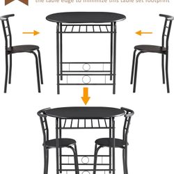 Space-Saving Dining Table with 2 Chairs