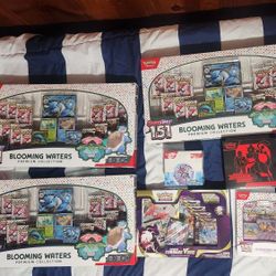 3x Blooming water
1 Destined Rivals ETB
1 Journey Together Booster Box
1 151 Alakazam 
1 VStar Premium Sword and shield