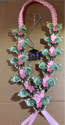 Pink butterfly money lei