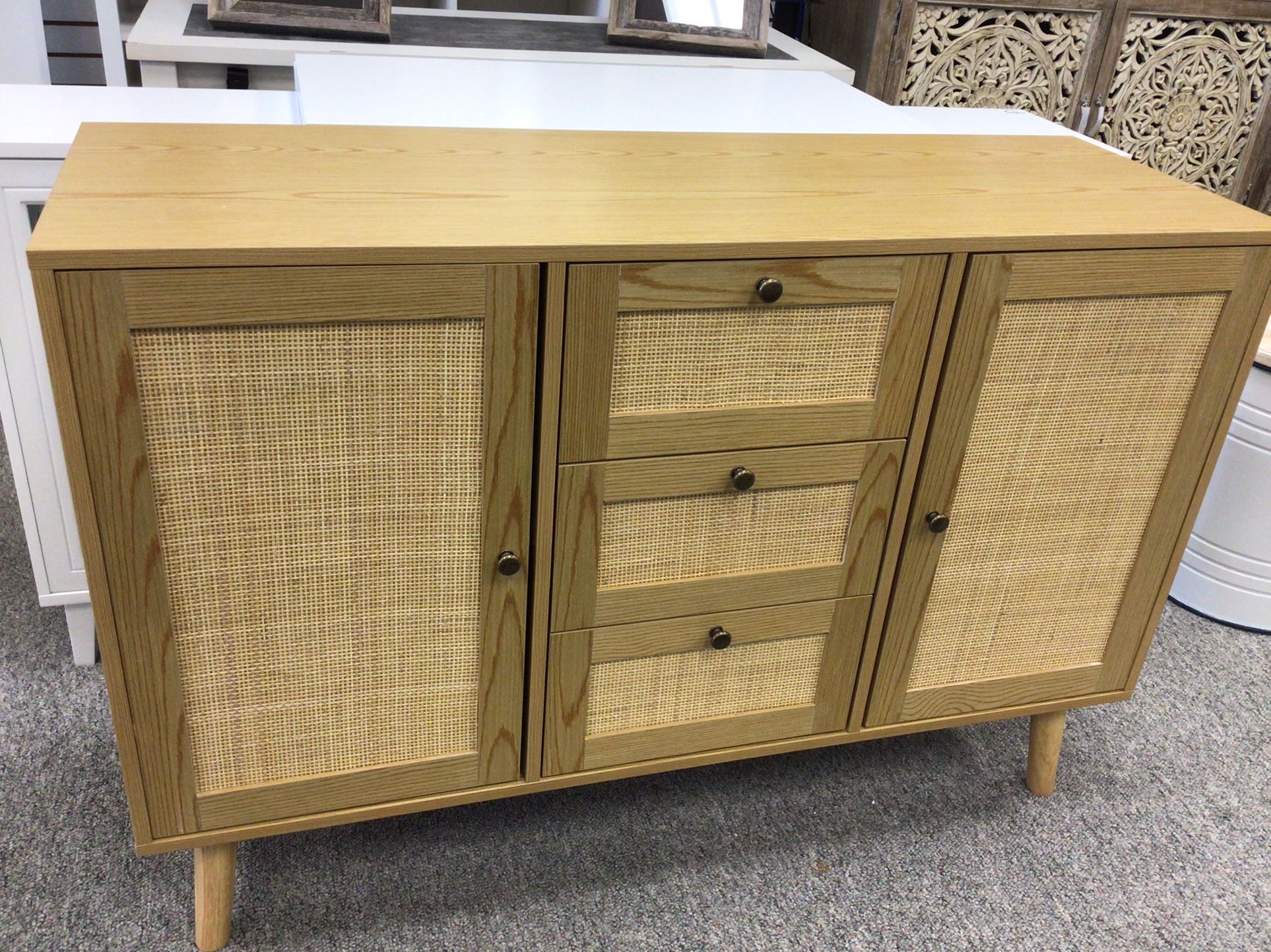 Hamil 47.5'' Wide 3 Drawer Pine Solid Wood Sideboard Brand New Open Box Never Used