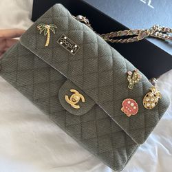 Chanel Cuba Charms Double Flap Shoulder Bag Quilted Canvas Limited Edition
