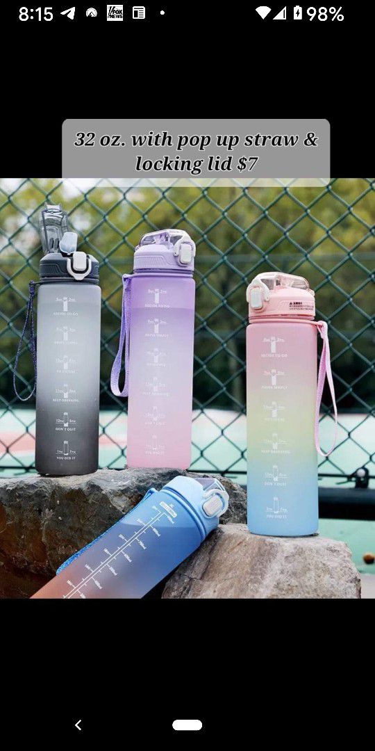 32 Oz. Water Bottle With Pop-up Straw And Locking Lid