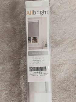 ALLBRIGHT Thermal Insulated Fabric 100% Blackout UV Protection Striped Jacquard Roller Shades for Windows,Easy to Install (Lightgrey, 52'')