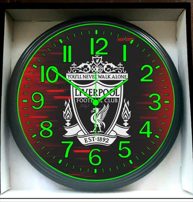 Liverpool Football Club Glow In The Dark Wall Clock New!
