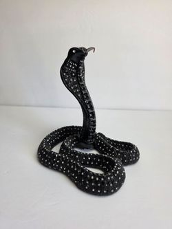 Cobra 6" Black Metal with Rhinestone Bling Statue / Figurine
