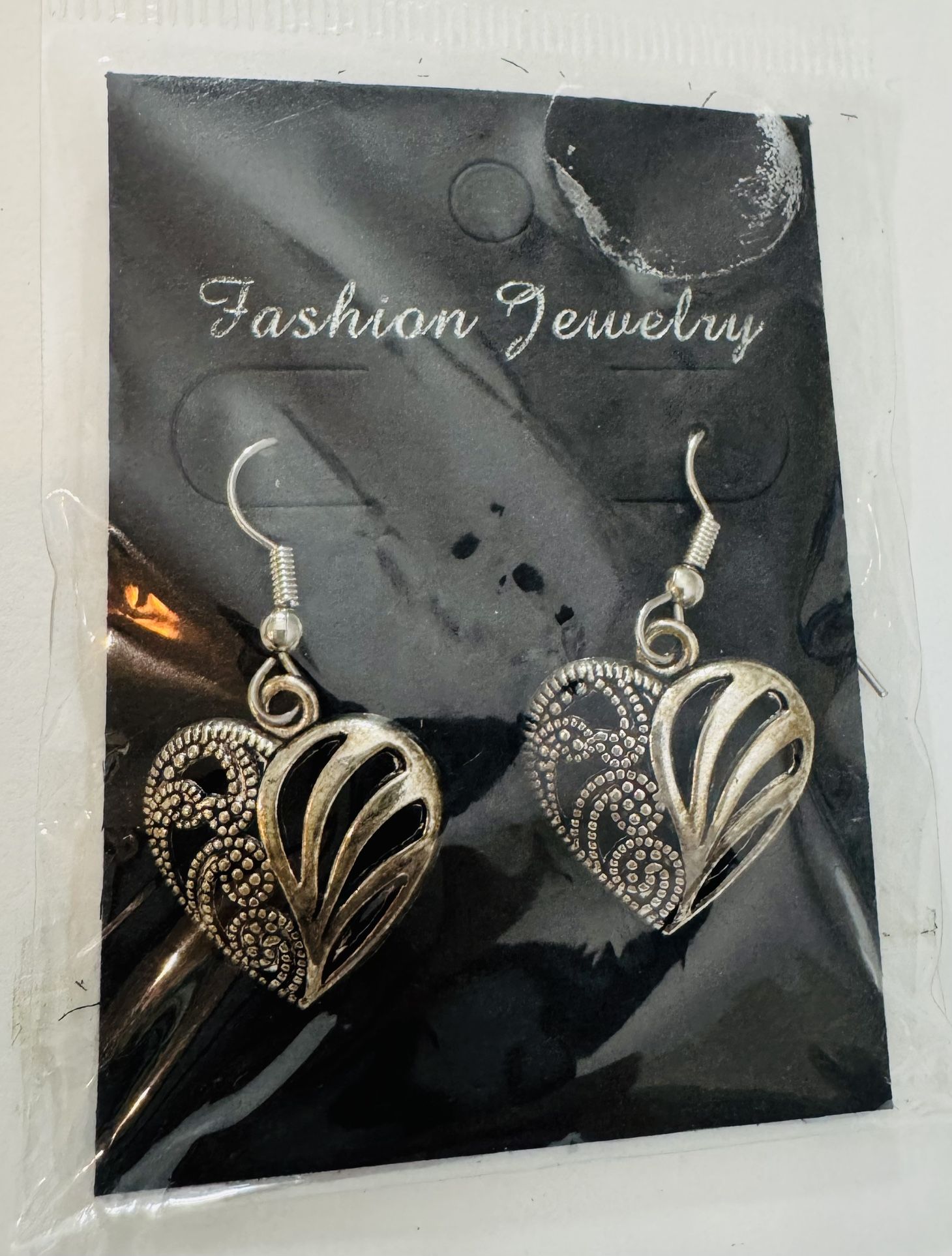 Silver Heart Dangle Earrings NEW $10