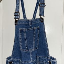 Small girl overalls blue jeans denim